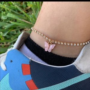 Pink butterfly tennis anklet bracelet🦋